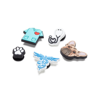 Crocs Collection Jibbitz  จิ๊บบิท ครอคส์ จิ๊บบิทแฟชั่น 5PK (1 แพ็ค มีจำนวน 5 ชิ้น) รุ่น Vet 10010365 / Varsity Patch 10011116 (720)