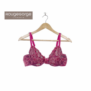 Rouge Gorge(รูจ จอร์จ) แบรนด์ดังจากฝรั่งเศส เสื้อชั้นในลูกไม้งานปักละเอียดสีชมพูซีทรู Sexy ของใหม่สาย3ระดับ 32B 33D 34D