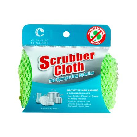 ผ้าล้างจาน CLEANING BY NATURE SCRUBBER CLOTH 25x25 ซม. สีเขียว