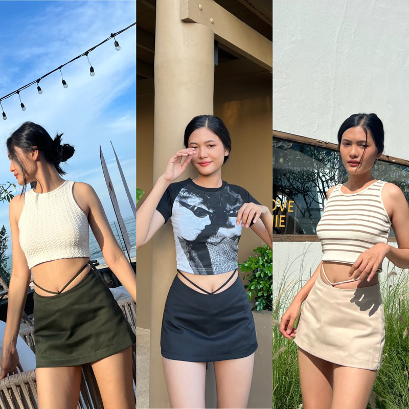 (พร้อมส่ง)y2k skirt กระโปรงสั้นแนวy2k