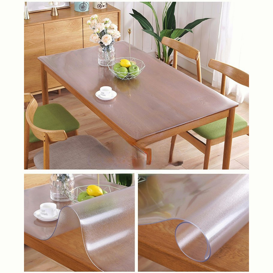 ผ้าปูโต๊ะพีวีซีPVCพลาสติกอ่อนพลาสติกโปร่งใส แผ่นปูโต๊ะพีวีซีผ้าปูโต๊ะกันน้ำ ป้องกันน้ำร้อนลวก