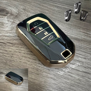 เคสรีโมทรถ  Isuzu MU X 2023  ดำเงาเส้นสีทอง และสีขาวเส้นสีทอง ดูเรียบหรู (Black Gold-Line TPU Key Case)  Model Isuzu MUX