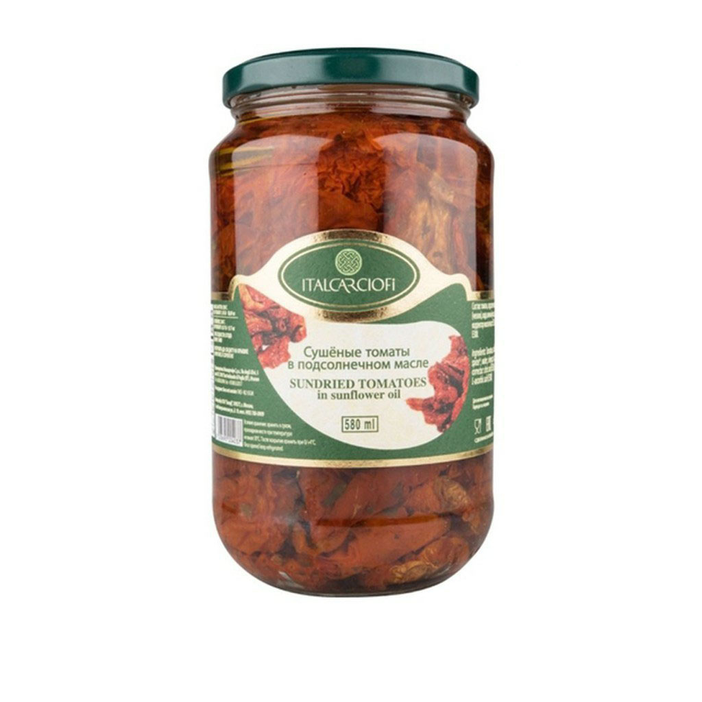 มะเขือเทศอบแห้งในน้ำมันดอกทานตะวัน 580ML. "ITALCARCIOFI" SUN DRIED TOMATOES IN OIL 580ML.