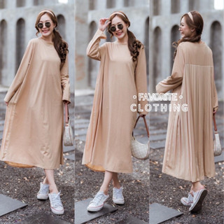 🌈🌿🌸🌺🌼🧡🤎🇰🇷 Cotton Long Sleeve Pleat Back Maxi Dress