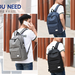 MUGA0620 กระเป๋าเป้สะพายหลังความจุขนาดใหญ่  backpack กระเป๋าไปโรงเรียนกันน้ำ การเดินทาง แฟชั่นเกาหลีสีทึบเรียบง่าย