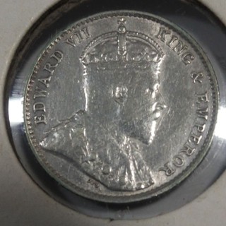 เหรียญ ฮ่องกง Edward VII 5 cent 1904 เนื้อเงิน 80% รับประกันแท้