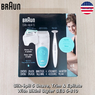 Braun® Silk-épil 5 Shave, Trim &amp; Epilate With Bikini Styler SES 5-810 เครื่องกำจัดขน พร้อมเครื่องเล็มขนบิกินี่