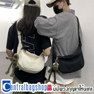 centralbagshop(C1746) กระเป๋าผ้าสะพายข้างมีซิปผ้าแคนวาส