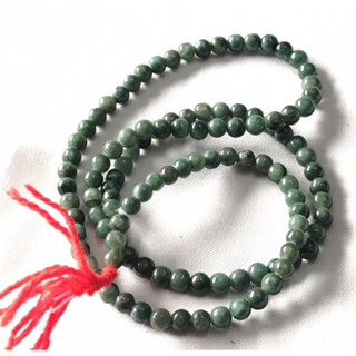 สร้อยประคำหยกสีเขียวเข้ม 11mm ( very dark green )