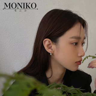 MONIKO ต่างหูโลหะ ประดับเพทาย ขนาดเล็ก สวยหรู สําหรับผู้หญิง