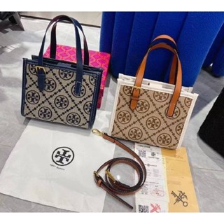 🌼พร้อมส่ง🌼8กระเป๋า TORY BURCH MINI T MONOGRAM SQUARE TOTE งานปักแบรนด์