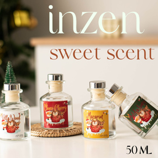 inzen ก้านไม้หอมปรับอากาศ sweet scent กลิ่นหอมสไตล์บ้านขนม ขนาด 50 ml. ก้านไฟเบอร์สีขาวน่ารัก