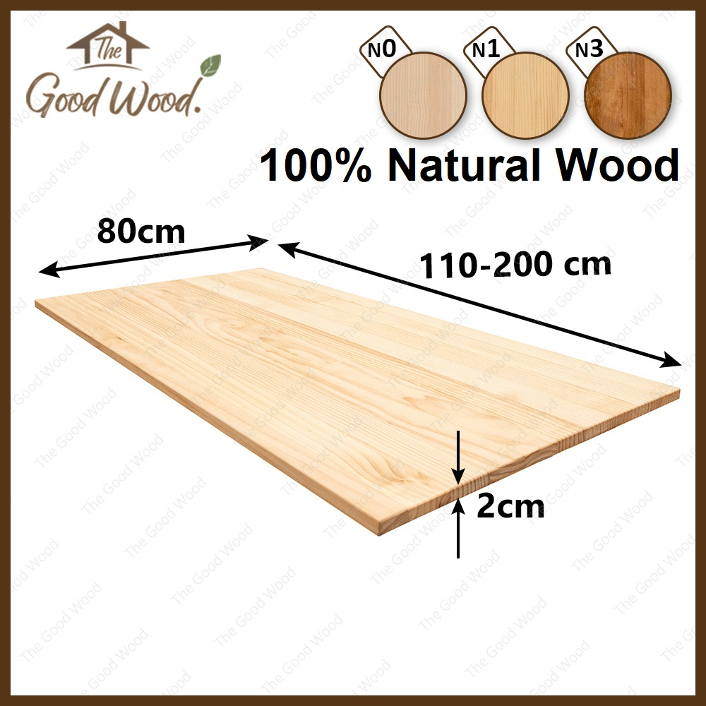 (จัดส่ง 1-2 วัน) หน้าโต๊ะ แผ่นไม้สน หนา 20 mm. กว้าง 80 cm. x ยาว 110-200 cm.  AB ต่อลายเส้นตรง  งานตกแต่ง ไม้สนนอก