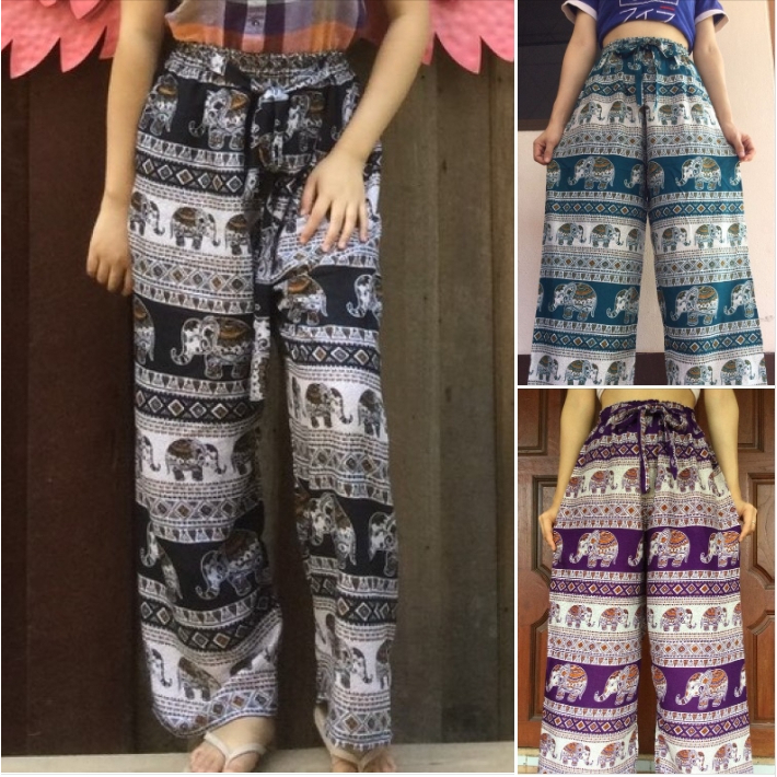 กางเกงขายาวผู้หญิงแฟชั่น กางเกงลายช้าง Elephant Pants/Harem pants