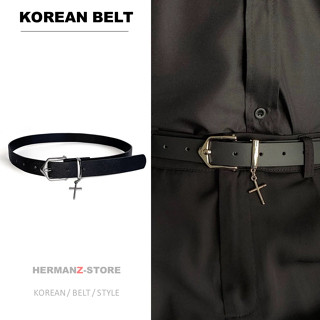 [HERMANZ] เข็มขัดหนัง จี้กางเขนสไตล์เกาหลี