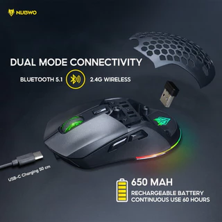 [กรุงเทพฯ ด่วน 4 ชั่วโมง] NUBWO เมาส์เกมมิ่งไวร์เลสได้ บลูทูธได้ มีไฟ RGB ปรับ DPI เปลี่ยนหน้ากากเมาส์ได้ รุ่น NM98