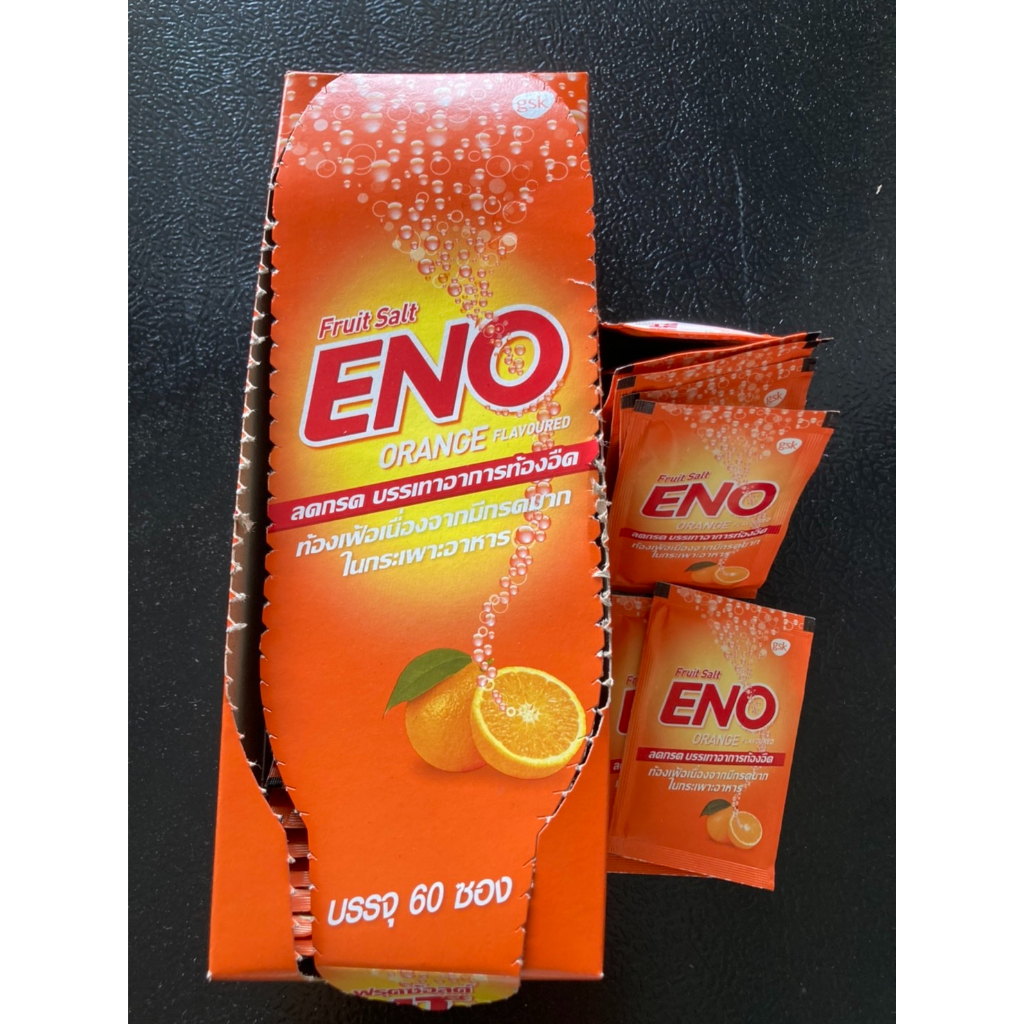 ENO อีโน 4.3 กรัม คลายกรดลดแน่นเฟ้อ รสส้ม หรือ รสมะนาว จำนวน 10 ซอง