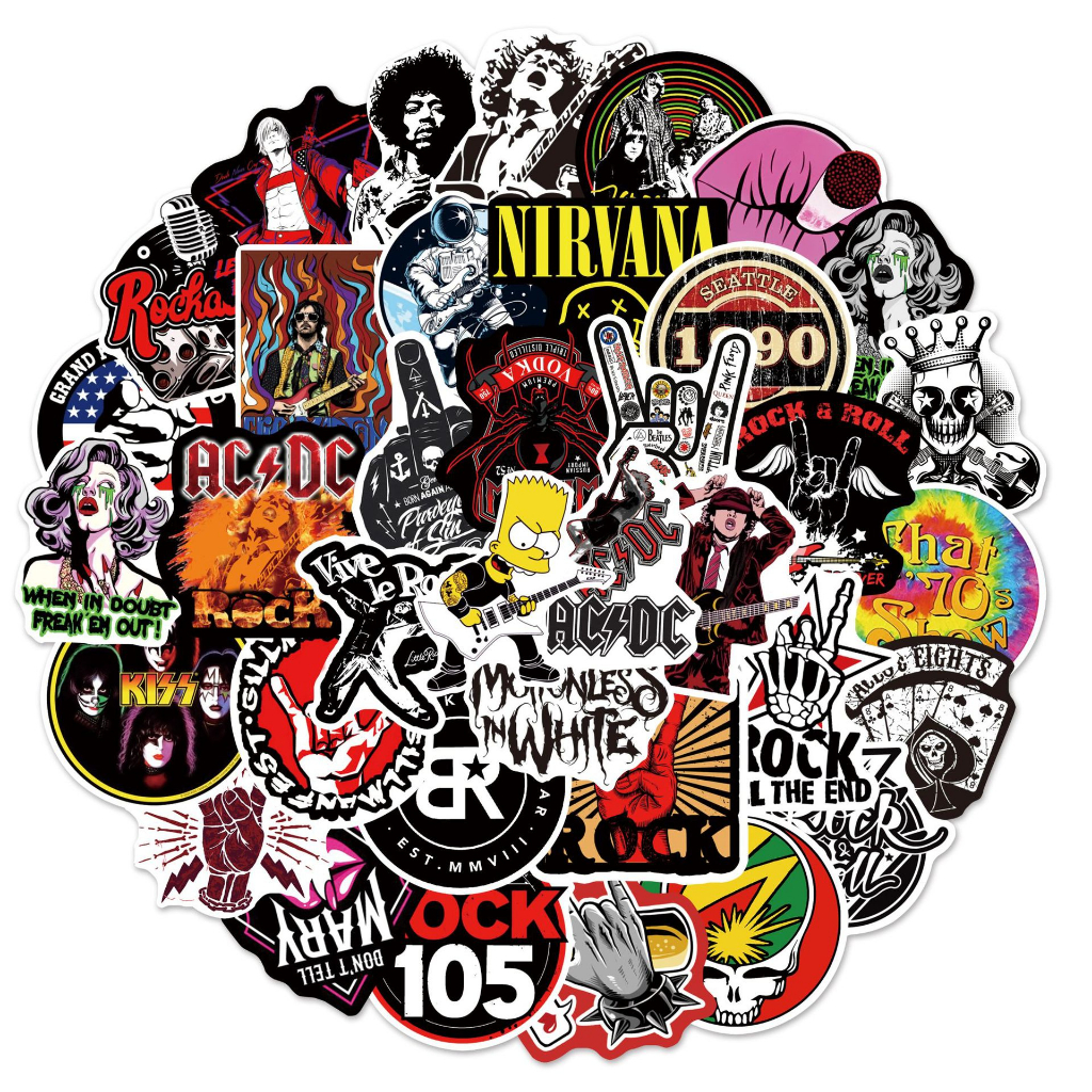 พร้อมส่ง!beatles Linkin park NIRVANA Rock music band USA U2 sticker สติกเกอร์กันน้ำ 50ชิ้น