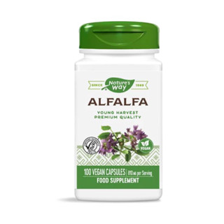 อัลฟัลฟา Natures Way Premium Formula Organic Alfalfa Young Harvest 1215 mg per serving 100 Vcaps