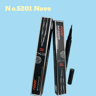 No.5201  NOVO Fine plastic slim liquid eyeline pen อายไลน์เนอร์ ชนิดปลายพู่กัน สีดำ เขียนง่าย แห้งเร็ว ติดทนนาน