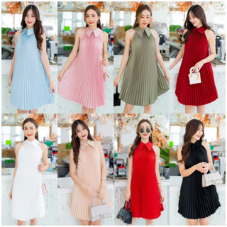 Pleated dress เดรสพลีทคอปก เดรสสั้น เดรสพลีทสั้น