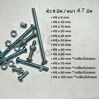 [ชุดละ 20 ตัว] สกรูเกลียวมิล น็อตมิล สกรูJP ขนาดM5 + พร้อมน็อต