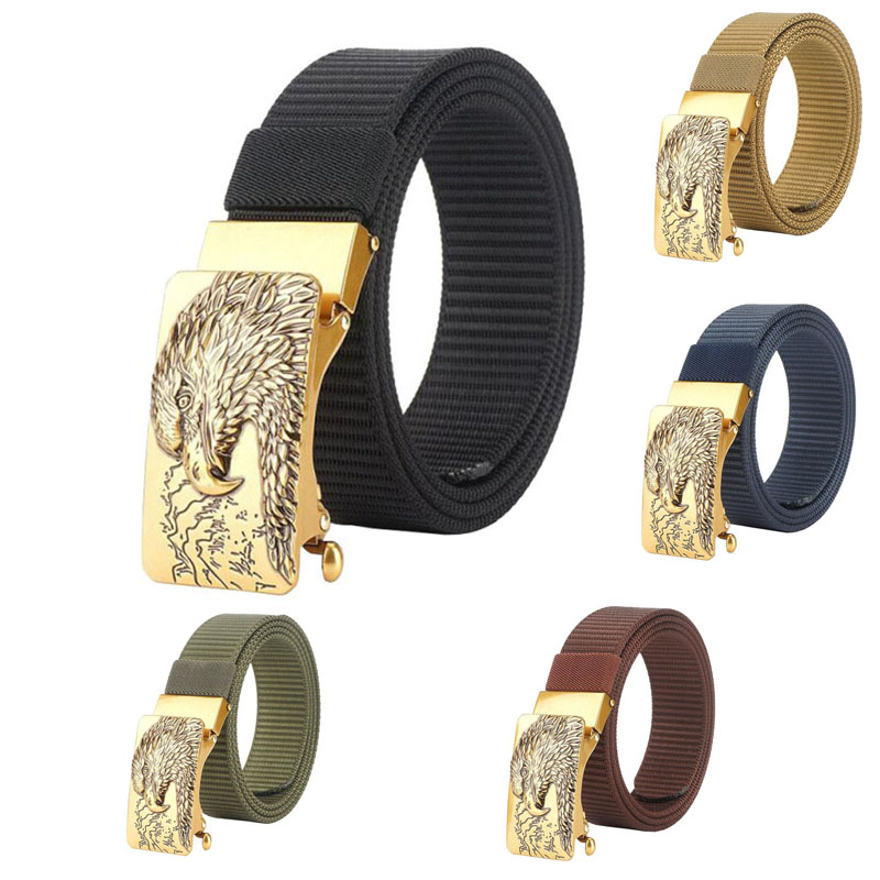 พร้อมส่ง เข็มขัดยุทธวิธี ลายอินทรีทอง สายไนล่อน ไม่ลอก สำหรับผู้ชาย แฟชั่นสไตส์อินเทรนด์ หัวโลหะแบบเรียบไม่ต้องเจาะรู