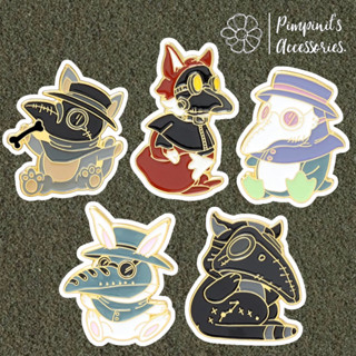 ʕ •ᴥ•ʔ ✿ พร้อมส่ง : เข็มกลัดเซ็ทเบบี้อีกาดำ หมอกาฬโรค | Baby Black Crow Doctor Plague Enamel Brooch Pin Set.