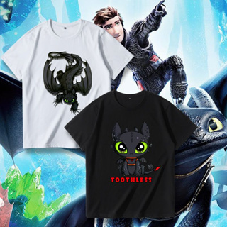 How to Train Your Dragon 3 Movie Toothless Boy การ์ตูนอะนิเมะผ้าฝ้ายแขนสั้นเสื้อยืด