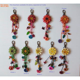 พวงกุญแจห้อยกระเป๋าลายดอกไม้ ทำจากหนังแท้ Flower Keychain Made from Genuine Leather No.5-2