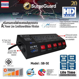 SurgeGuard SB-5E ปลั๊กกรองไฟลดทอนไฟกระชากและสัญญาณรบกวนมาตรฐาน มอก.