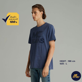 Mc JEANS เสื้อยืดแขนสั้น ผู้ชาย เสื้อยืด แม็ค แท้ คอกลม สีเทาอมกรม ผ้านุ่ม ระบายอากาศได้ดี MTSZ865