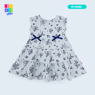 KiddeeCrew ชุดกระโปรงเด็ก สีเทาลายดาว เหมาะสำหรับอายุ 1-12 ป…