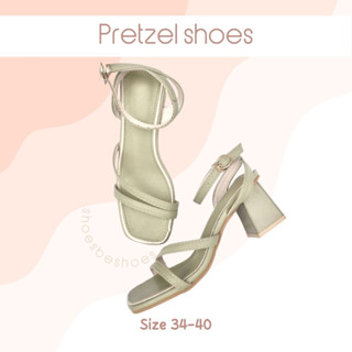 SH13 Pretzel shoes เปิดปลายเท้า หัวตัด ส้นสูง 2.5 นิ้ว