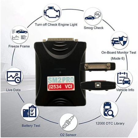SM2 PRO j2534 VCI ECU TUNER เครื่องมือเชื่อต่อรถยนต์กับคอม ที่รองรับไฟ 24โวลท์