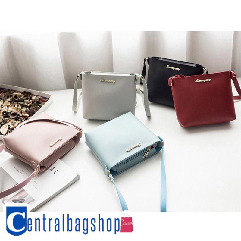 29 บาท centralbagshop(C677)-K2กระเป๋าสะพายข้างทรงสวยเรียบง่ายสีสวยน่ารัก Women Bags