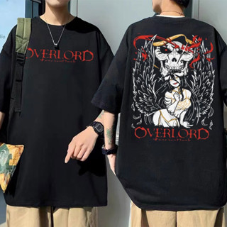 Overlord แฟชั่นเสื้อโอเวอร์ไซส์ ลายการ์ตูนสำหรับผู้ชายและผู้หญิง ดีไซน์เสื้อยืดแขนสั้นคอกลมทันสมัย