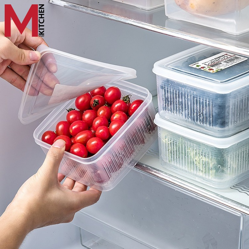M KITCHEN กล่องอาหาร กล่องถนอมอาหาร ตะแกรงล้างผัก พลาสติก Food grade Keyway (A7)