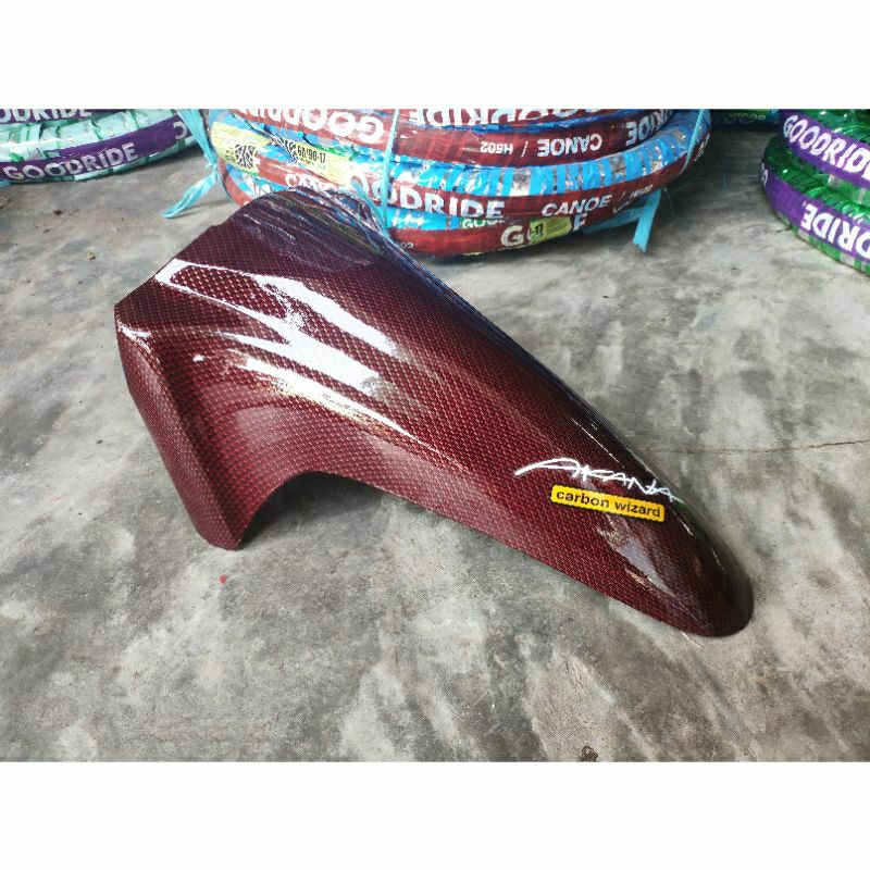 บังโคลนหน้า wave110i บังโคลนหน้า เวฟ110i ทุกรุ่น 2009-2023 เคฟล่าแดง ลายสาน งานฟิล์มลอยน้ำ Akana จัดส่งวันต่อวัน