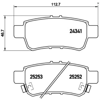 ผ้าดิสเบรคหลัง HONDA ODYSSEY RB RB3 RB4 2.4 3.5 2009-2013 BREMBO