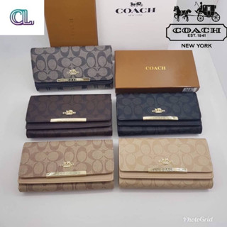 กระเป๋าสตางค์ใบยาว coach 3พับ (ความยาว 20 cm.)