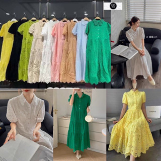 🌈🌿🌺🌼🌸💚🧡🇰🇷 Lace Embroidery Maxi Dress Shirt