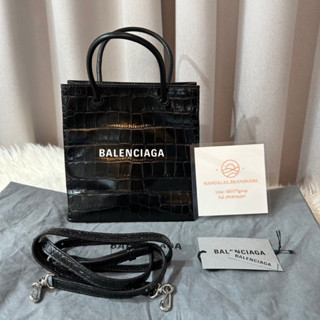 New Balenciaga xxs shopping bag croc Black