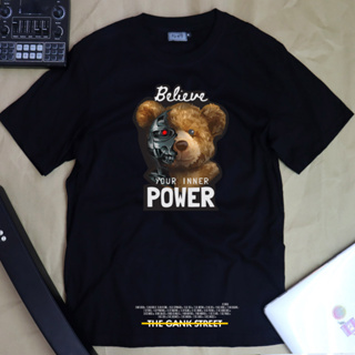 เสื้อยืดลาย "หมีPOWER+ชายเสื้อ" #เสื้อยืดหมี #เสื้อยืดไซส์ใหญ่ #LICKPUK #ขายส่งเสื้อยืด