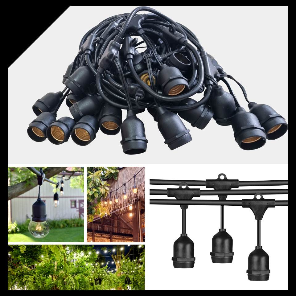 ไฟปิงปอง มี มอก. 【เฉพาะสายไฟ 】 5-30 เมตร ขั้ว E27 ขั้วกันน้ำ พร้อมปลั๊กไฟ  ไฟประดับ ไฟปิงปอง