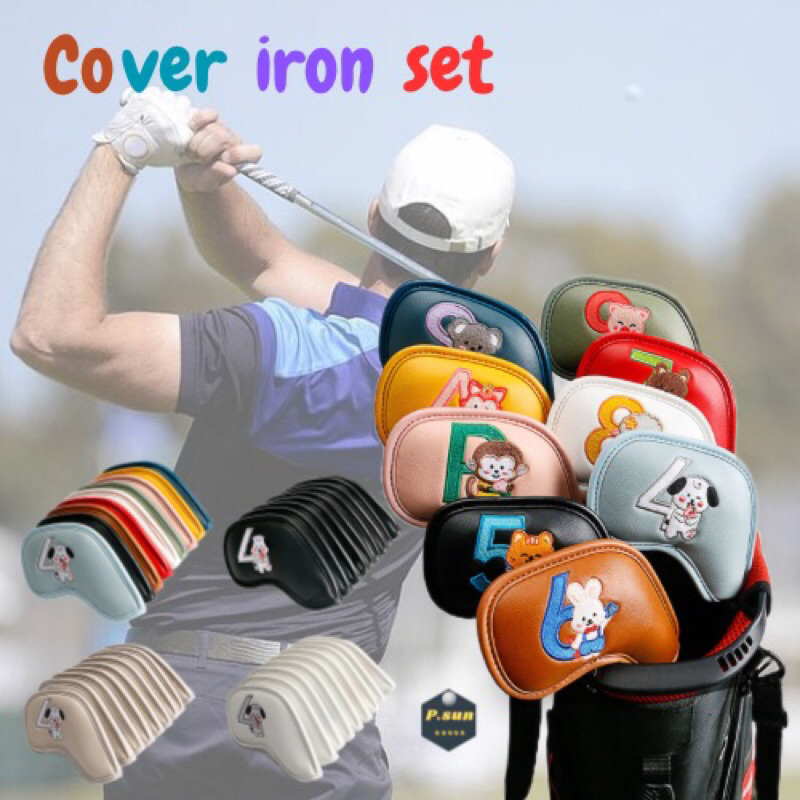 cover iron golf set ปลอกครอบไม้กอล์ฟชุดเหล็ก ลายการ์ตูนผสม cover iron golf club 9pcs/set