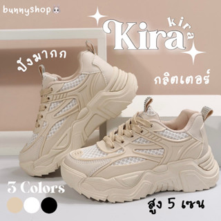 Bunnyshop🐰 พร้อมส่ง 𝓚𝓲𝓻𝓪彡★ รองเท้าผ้าใบ👟 สวยมาก🍑สไตล์เกาหลี แต่งกลิตเตอร์✨ สวยวิ้งๆ เสริมส้น 5 เซน แมทช์ง่าย มี 3 สี