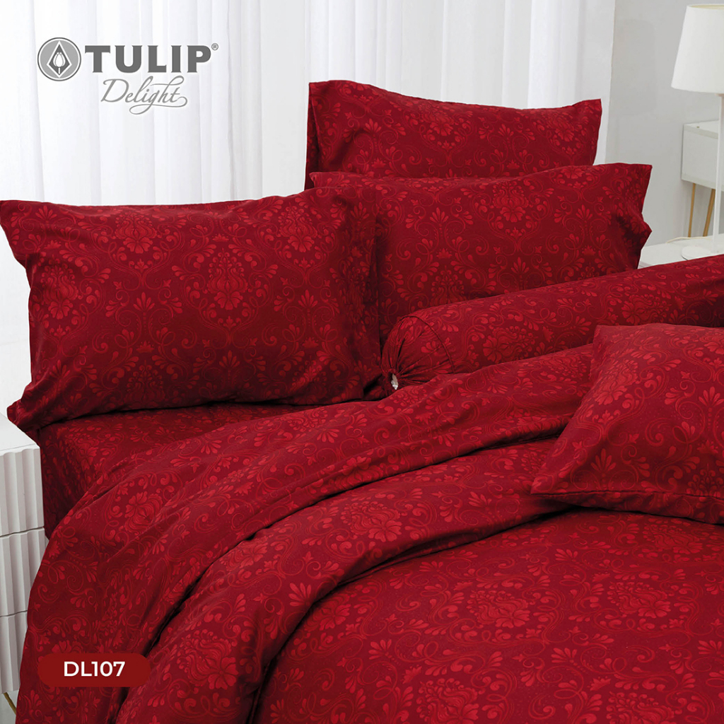 TULIP Delight พิมพ์ลาย DL107 โทนสีแดง ชุดผ้าปูที่นอน ผ้าปูที่นอน ผ้าห่มนวม พิมพ์ลายสวยงาม สัมผัสนุ่ม - รูปที่ 2