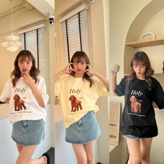 “ holy"🐶🤎🪄 เสื้อโอเวอร์ไซต์ เสื้อยืดทรง oversize ผ้า cotton 100% ใส่นุ่มสบายมากก สกรีนระบบ dtf อย่างดีเลยน้า 🌟