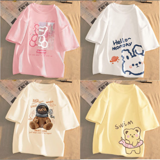 พร้อมส่งเสื้อยืดคอกลม ลายการ์ตูน ไซส์M-XL ผ้านิ่มบางเบา ใส่สบาย(1)